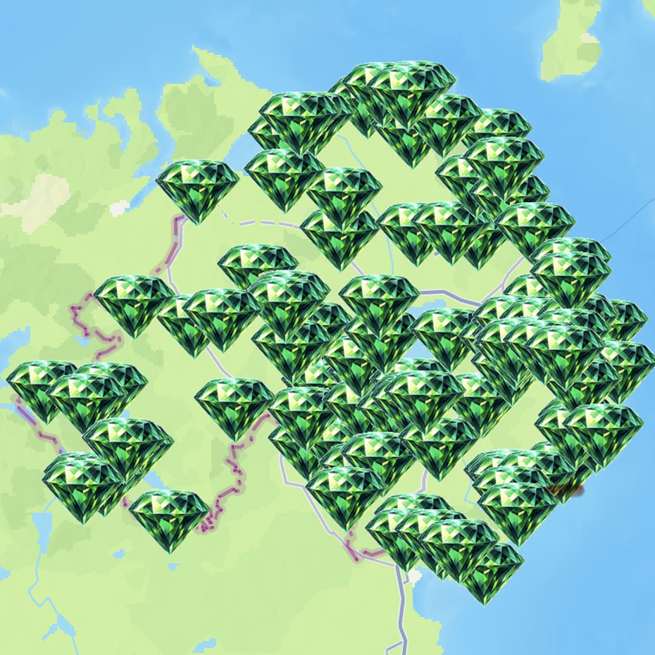 In-game map of the North of Ireland
